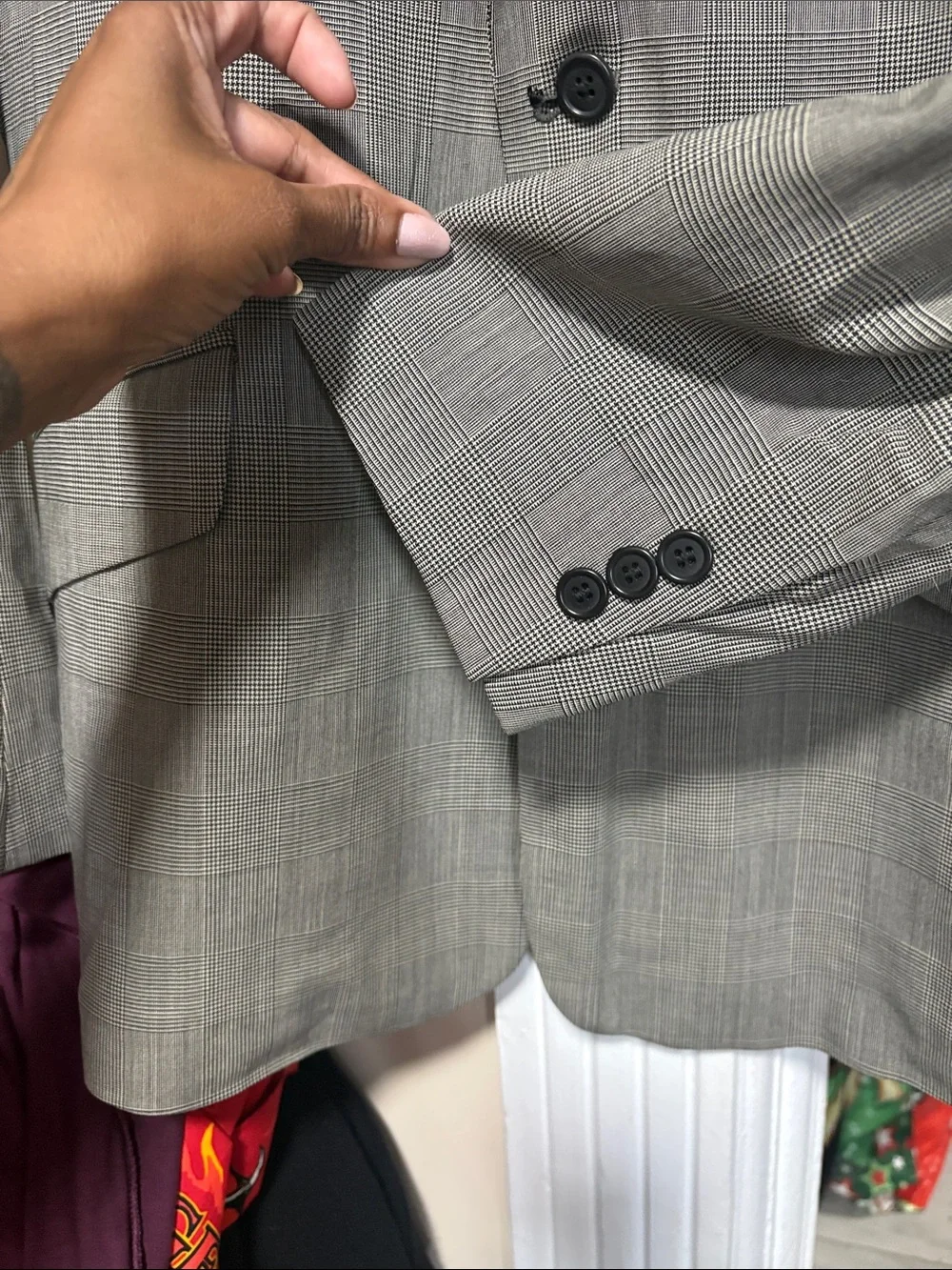 DKNY Men's Gray Glen Plaid Sport Coat Blazer